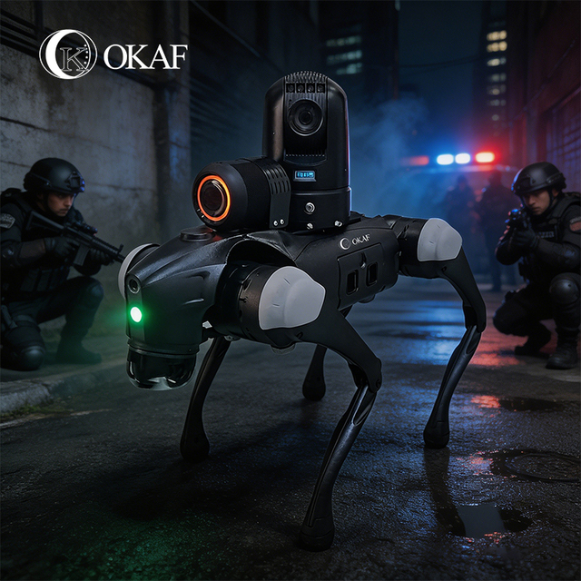 OKAF AI Intelligent Security Patrol Robot Dog Quadruped Robotics with Intelligence HD AI Camera