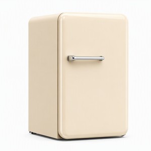 Mini Refrigerador Retro de 112L, Color Beige, con Asa, Compacto, Sin Escarcha, Congelador R600a, CE - Product Image 1
