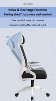 Fauteuil releveur ergonomique à dossier haut, hauteur réglable, siège en maille profilé, accoudoirs rabattables, appui-tête en mousse durable, style contemporain