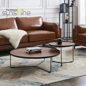 Sunshine CJ-007 Tavolino da Caffè Rotondo in <span class=keywords><strong>Legno</strong></span> con Gambe in <span class=keywords><strong>Metallo</strong></span>, Design Nordico, Estensibile, Arredamento Moderno - Product Image 5