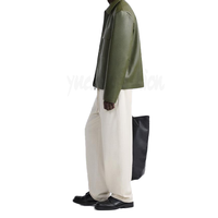 YUCHEN Blouson Safari en Cuir Décontracté Broderie Personnalisée pour Homme Vestes d'Hiver Tissées Décontractées pour Homme Vêtements de Travail