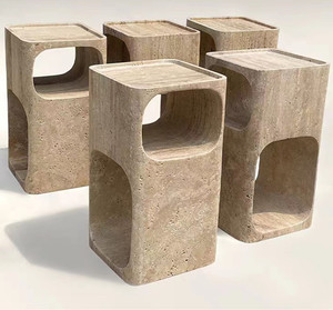 Natural Beige Travertine Marble Furniture Stone Tea Solid Marble <strong>Table</strong> Luxury Home <strong>Real</strong> Marble Small Round <strong>Coffee</strong> <strong>Table</strong> - Product Image 5