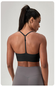 Wholesale Women Square Neck Sports Bra Adjustable T <b>Back</b> Thin Strap Removable Pads Yoga Bra <b>Low</b> Support Gym Athletic Crop <b>Top</b> - Product Image 5