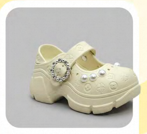 Zoccoli con perle stile Mary Jane, scarpe estive da donna e ragazza, taglia 25, suola morbida e leggera in EVA, punta chiusa - Product Image 4