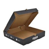 Boîte à pizza noire personnalisée XJY de 12 pouces avec logo imprimé, emballage alimentaire en carton ondulé