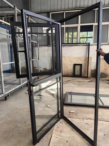 Pintu depan hitam tunggal kaca eksternal pintu besi tempa Prancis dengan pintu anjing - Product Image 3