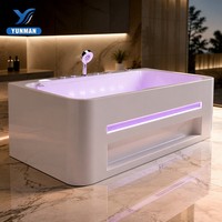 Baignoire hydromassante en acrylique de fabrication industrielle, design rectangulaire moderne, écologique, portable, baignoire spa autoportante, massage par remous