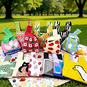 Bolsa de Regalo para Fiesta de Cumpleaños de Bebé de Un Mes y Cien Días, con Cierre Abierto, Flores, Poliéster Tejido, Correa Doble de Mano - Product Image 3
