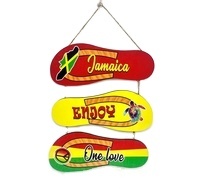 Jamaica Flag Flip Flop Mermaid Beach Theme Welcome Home Decor Door Sign Hanging <b>Wooden</b> Door Sign Welcome Signs Home - Product Image 2