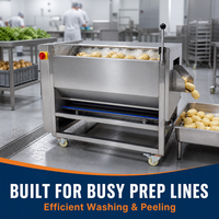 Laveuse-éplucheuse industrielle haute capacité pour légumes racineux avec système de pulvérisation automatique pour gingembre et patates douces