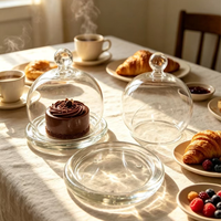 Ensemble de cloches en verre transparent, couvercles à dessert en verre borosilicate de haute qualité pour présentation en boulangerie, mariage ou fête