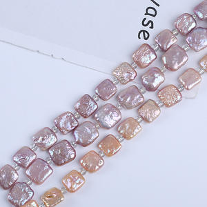 Perles d'eau douce naturelles baroques carrées de 18 cm, 11-13 mm, bande courte, blanches/roses, perles en vrac pour la fabrication de bracelets faits main, vente en gros - Product Image 4