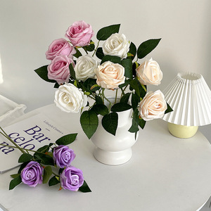 High Quality <b>Single</b> Flannel Rose Factory Wholesale Valentine's Day Wedding Hotel Decorations Easter Artificial <b>Flower</b> Home - Product Image 3