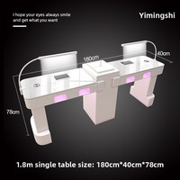 Table de manucure professionnelle haut de gamme avec aspirateur haute puissance et lampe UV, finition marbre crème, ensemble complet, couleur blanche