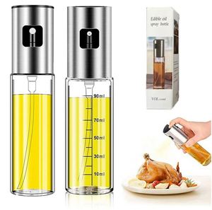 Bouteille d'huile en verre transparente avec pulvérisateur à pression, anti-fuite, pour cuisine, fitness, barbecue et poêle à frire - Product Image 1