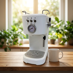 Cafetera Espresso Semiautomática de 20 Bares, Cafetera Eléctrica con Control de Temperatura para Uso Doméstico, Cuerpo de Plástico Blanco - Product Image 1
