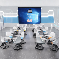 Chaise pivotante pour salle de classe intelligente AI avec tablette Chaises pivotantes pour l'école Fauteuils roulants pour étudiants en plastique de haute qualité