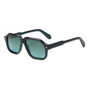 Gafas de sol rectangulares unisex con montura completa de caparazón de tortuga, lentes verdes, protección UV400, protección solar para adultos - Product Image 3