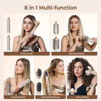 Ukliss 8-en-1 Sèche-cheveux professionnel haute vitesse ionique multi-styler, Outil de coiffage à air chaud pour bouclage automatique