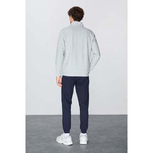Grey Navy Textured Standard Fit Men's Tracksuit Casual Breathable Adult Size <b>M</b> - Product Image 1