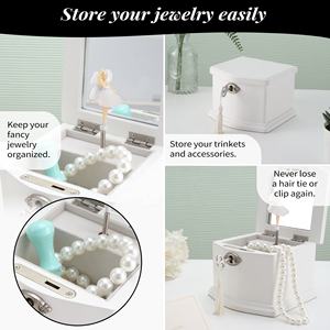 Caja Musical de Bailarina Blanca de Lujo Personalizada con Cerradura para Mujeres y Niñas, para Guardar Collares, Pendientes, Pulseras y Anillos - Product Image 4