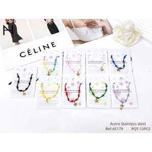 Bracelet en acier inoxydable à sept étoiles avec breloque étoile dorée, bijoux tendance pour femmes - Product Image 1