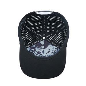 Casquette de golf 5 panneaux en velours chevron, imperméable et respirante, unisexe, avec logo personnalisé, logo en caoutchouc latéral, fermeture à boucle simple, quatre points. - Product Image 6