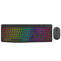 Clavier et souris sans fil 2,4 G personnalisables à 114 touches pour ordinateur, clavier à membrane sans fil silencieux avec touches multimédias RGB