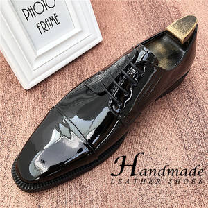 Chaussures en cuir pour hommes, cuir de vachette véritable de première qualité, finition brillante, assemblage en trois parties, tenue de cérémonie, chaussures de marié - Product Image 1