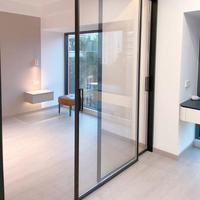 Porte coulissante française à cadre en aluminium thermolaqué, verre trempé, étanche et à rupture de pont thermique pour cuisine résidentielle et atelier