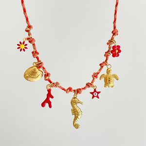 Personnalité à la mode bricolage noeud corde chaîne en acier inoxydable bijoux pendentif collier plaqué or 18 carats mode collier à breloques pour les femmes - Product Image 4