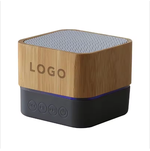 Customized Logo RGB Light Eco-Friendly Mini Portable Speaker Pocket Bamboo Wireless Mini Portable Speaker