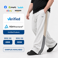 Pantalon de jogging personnalisé OEM ODM pour hommes, grande taille, rayé, coupe large, avec cordon de serrage, confortable, épais, pour grands et grands-tailles