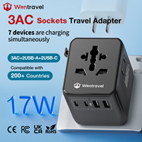 Adaptateur de voyage multi-prises européennes Wontravel 2U2C 17W, accessoires de voyage, adaptateur universel avec logo