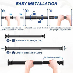 Небольшой душевой занавес 18-32 В черный короткий душевой стержень нескользящий Регулируемый пружинный Натяжной стержень-без сверления из нержавеющей стали - Product Image 5