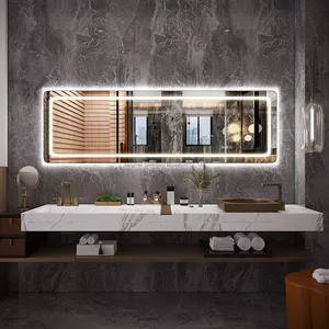 2025 hình chữ nhật đầy đủ chiều dài Đứng LED phòng tắm treo tường Salon trang điểm gương hiện đại FM mỹ phẩm phòng thay đồ gương phổ biến - Product Image 2