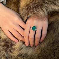 Bague en argent sterling S925 avec émeraude synthétique Paraiba de 5 carats, forme œuf de pigeon, 10*14, vente chaude de l'usine de bijoux MuShan