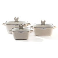 MWC Set panci panas kualitas baik Set peralatan masak antilengket Set Die Cast keramik logam putih aluminium disesuaikan kotak warna Logo Eropa