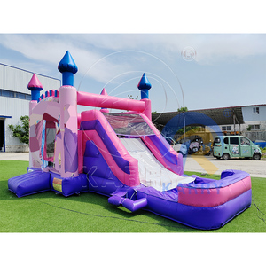 Castillo Inflable para Saltar, Color Rosa y Morado, Castillo Hinchable para Exteriores, Compra de Castillo Inflable para Alquiler en Fiestas - Product Image 1