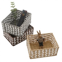 Paniers de rangement multifonctionnels en corde de papier tressée bicolore, design géométrique moderne et minimaliste, carrés/ovales, pour fleurs, vente en gros sur mesure