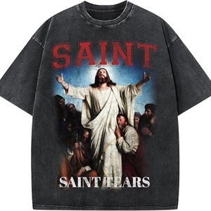 เสื้อยืดคอกลมโอเวอร์ไซส์ผู้ชาย ผ้าสแปนเด็กซ์/คอตตอน ทรงฮิปฮอป พิมพ์ลายตัวอักษรเต็มตัว ซักแล้ว ใส่สบาย ระบายอากาศได้ดี ไม่ยับ เหมาะสำหรับฤดูร้อน - Product Image 4