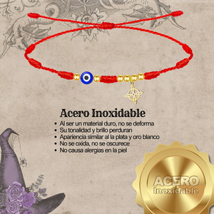 Braccialetti religiosi a 7 nodi in acciaio placcato oro con occhio turco e gioielli a maglie sottili con nodo da strega - Product Image 4