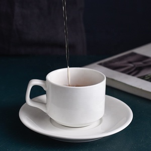 Set di tazze da tè e piattino in porcellana ceramica bianca e personalizzata all'ingrosso per hotel in <span class=keywords><strong>stile</strong></span> caffè Espresso etiopico - Product Image 6