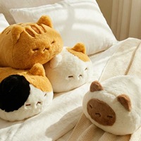 Peluche chat couché mignon, coussin en peluche chat calico, jouet en peluche confortable, poupée super douce en coton PP lavé, unisexe