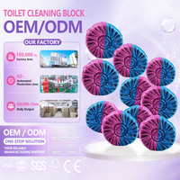Tablettes nettoyantes pour toilettes OEM bicolores bleu et rose en forme de rose, scellées individuellement, Guangdong, 30-45g, pour réservoir de toilettes