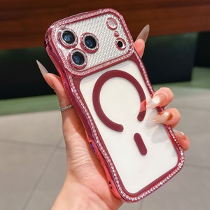 Funda magnética transparente con diseño de ondas y diamantes para iPhone 17 Pro Max, 16 Plus, 15, 14 - Product Image 5