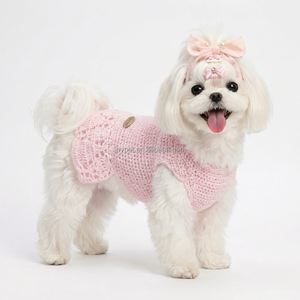 Vestido para <span class=keywords><strong>Perro</strong></span> Hecho a Mano - Ropa Tejida a Crochet para Cachorros Malteses - Product Image 5