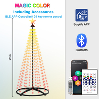 JIUAN 2,1 m Lumière d'arbre LED intelligente WS2815B IP65, design tour conique, RVBIC à changement de couleur pour décorations de Noël et de fêtes CE