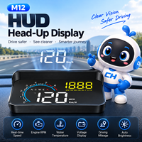 Affichage tête haute M12 OBD+GPS double système : vitesse, régime moteur, température eau, tension, altitude, boussole – Universel PnP pour voiture, camion, SUV