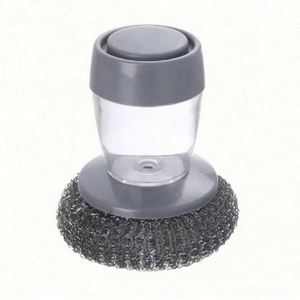 Automatic Liquid Soap Dispenser <b>Plastic</b> <b>Kitchen</b> Dishwashing Brush with Palm Handle Removable Nylon Brush Eco-Friendly - Product Image 1